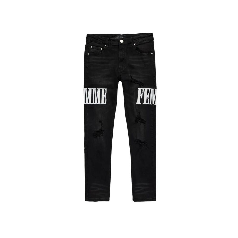 Homme + Femme Letterman Denim Black/White Jeans, Size 28” Men’s